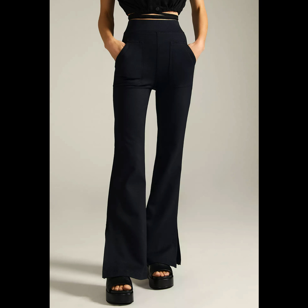 Maeve Knit Flare Black Pants by Anthropologie - New Size Medium